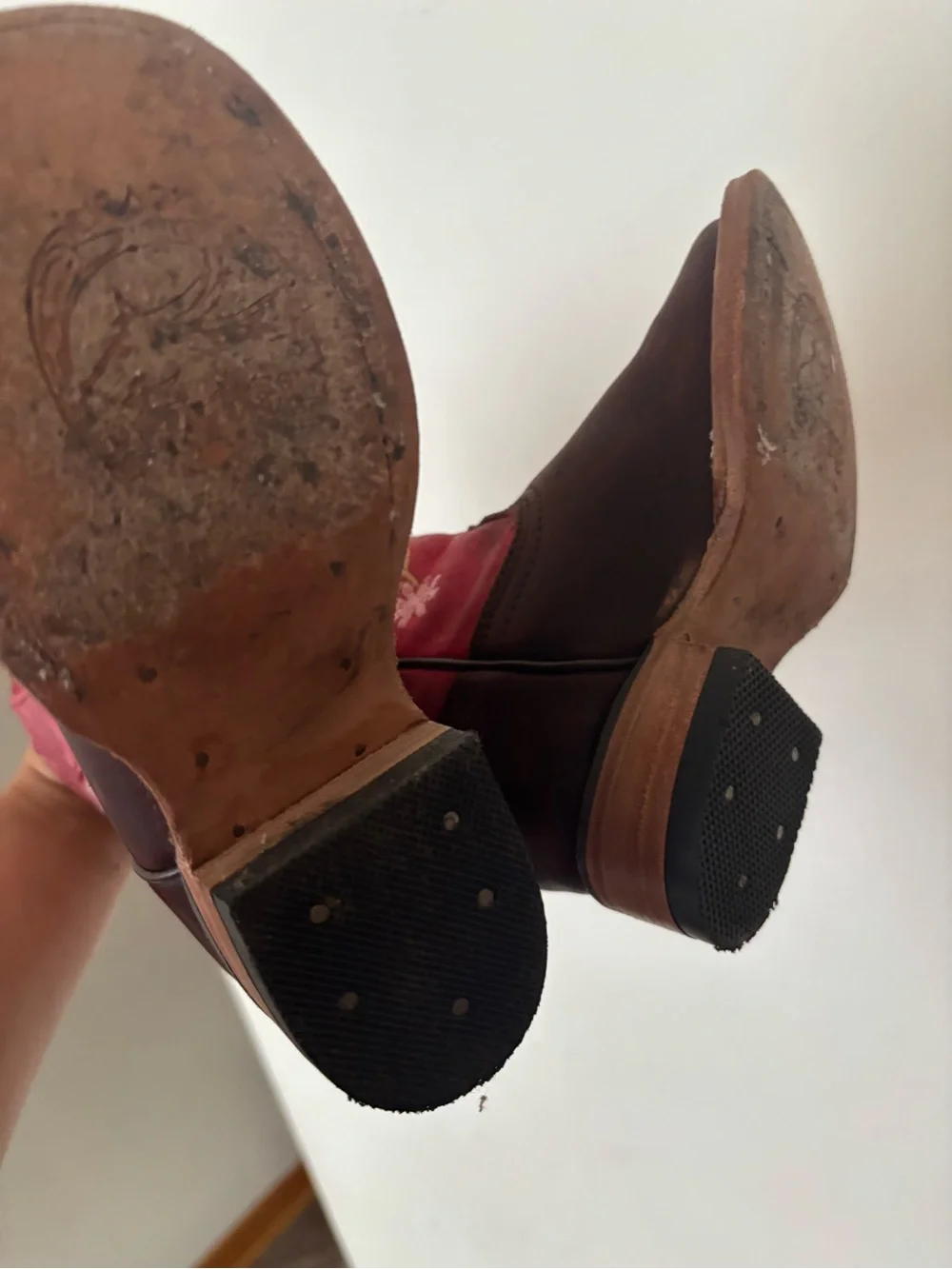 Girl Brown & Red Embroidered Western Boots